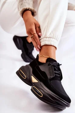 New Boto Damskie Sneakersy Sportowe Buty Czarne New Horizon