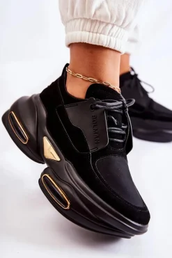 New Boto Damskie Sneakersy Sportowe Buty Czarne New Horizon