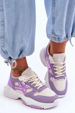 Sneakersy Damskie>Boto Damskie Sneakersy Sznurowane Fioletowe Cortes