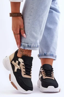 Sneakersy Damskie>Boto Damskie Sneakersy Sznurowane Czarne Cortes