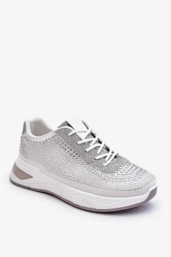 Buty Sportowe Na Platformie|Sneakersy Damskie>Boto Damskie Sneakersy Z Cyrkoniami Białe Raiden