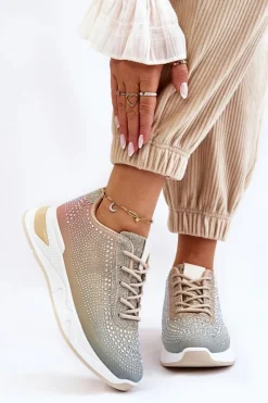 New Damskie Sneakersy Z Cyrkoniami Multikolor Raiden Damskie Buty Sportowe Na Platformie|Sneakersy Damskie