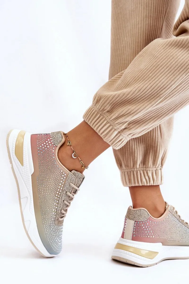 New Damskie Sneakersy Z Cyrkoniami Multikolor Raiden Damskie Buty Sportowe Na Platformie|Sneakersy Damskie