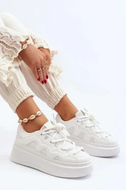 Clearance Damskie Sneakersy Z Grubym Sznurowaniem Białe Vinali Damskie Buty Sportowe Na Platformie|Sneakersy Damskie