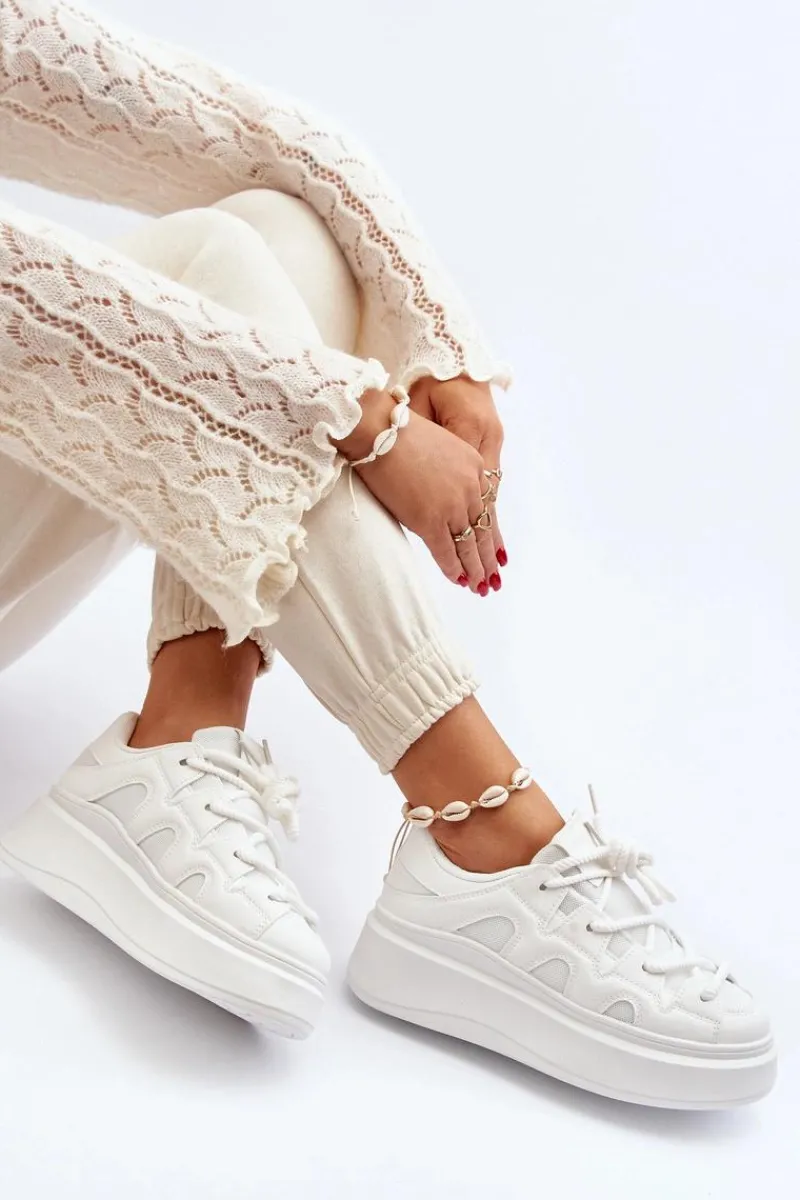 Clearance Damskie Sneakersy Z Grubym Sznurowaniem Białe Vinali Damskie Buty Sportowe Na Platformie|Sneakersy Damskie