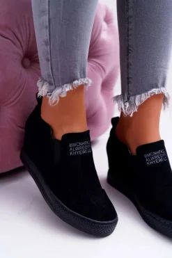 Sneakersy Damskie>Boto Damskie Snekersy Trampki Lu Boo Wsuwane Czarne Kaori