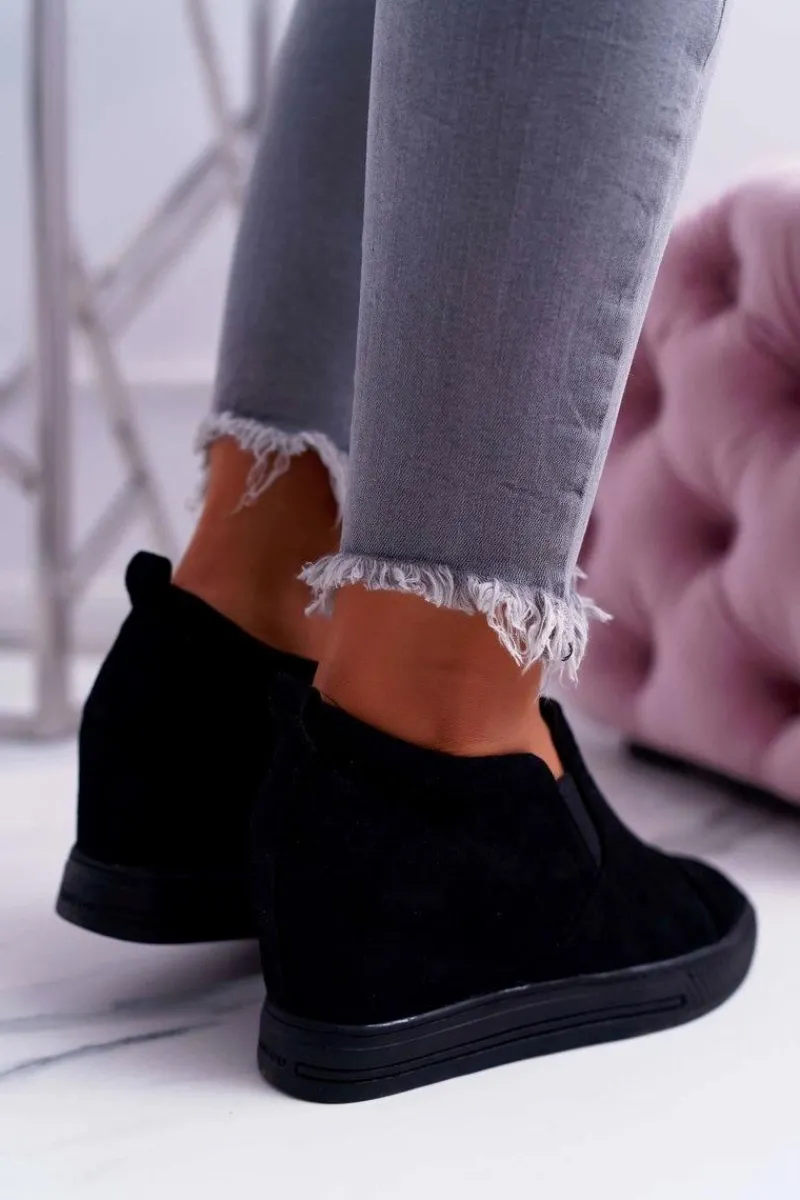 Sneakersy Damskie>Boto Damskie Snekersy Trampki Lu Boo Wsuwane Czarne Kaori