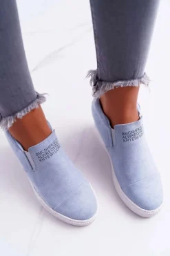 Sale Damskie Snekersy Trampki Lu Boo Wsuwane Błękitne Kaori Damskie Sneakersy Damskie