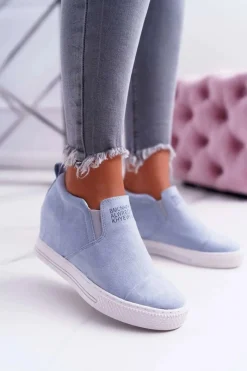 Sale Damskie Snekersy Trampki Lu Boo Wsuwane Błękitne Kaori Damskie Sneakersy Damskie