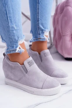 Best Damskie Snekersy Trampki Lu Boo Wsuwane Szare Kaori Damskie Sneakersy Damskie