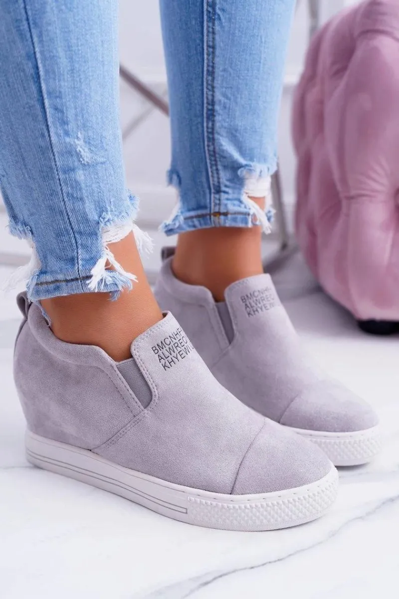 Best Damskie Snekersy Trampki Lu Boo Wsuwane Szare Kaori Damskie Sneakersy Damskie