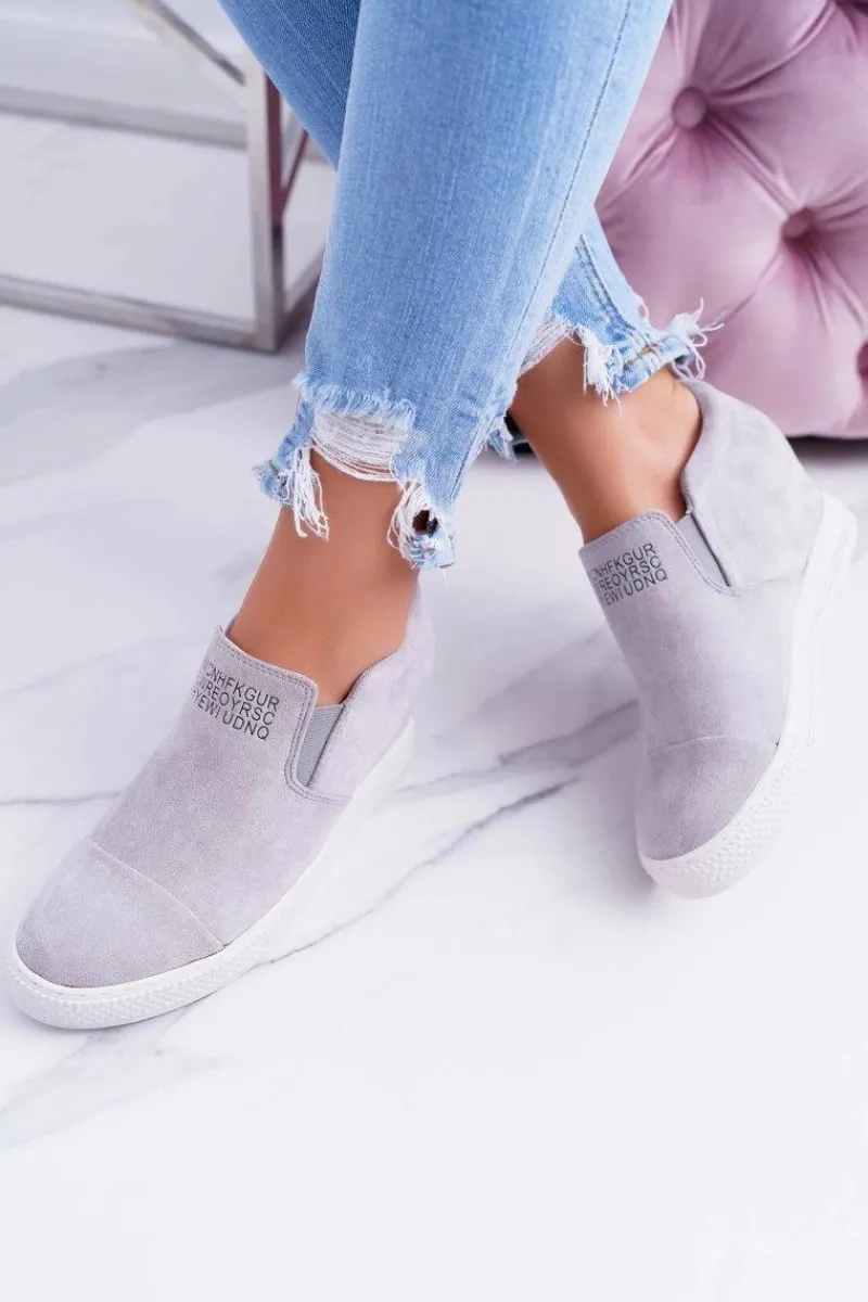 Best Damskie Snekersy Trampki Lu Boo Wsuwane Szare Kaori Damskie Sneakersy Damskie