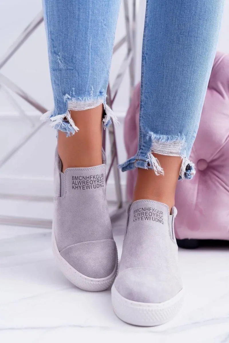 Best Damskie Snekersy Trampki Lu Boo Wsuwane Szare Kaori Damskie Sneakersy Damskie