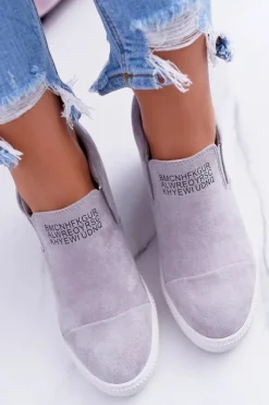 Best Damskie Snekersy Trampki Lu Boo Wsuwane Szare Kaori Damskie Sneakersy Damskie