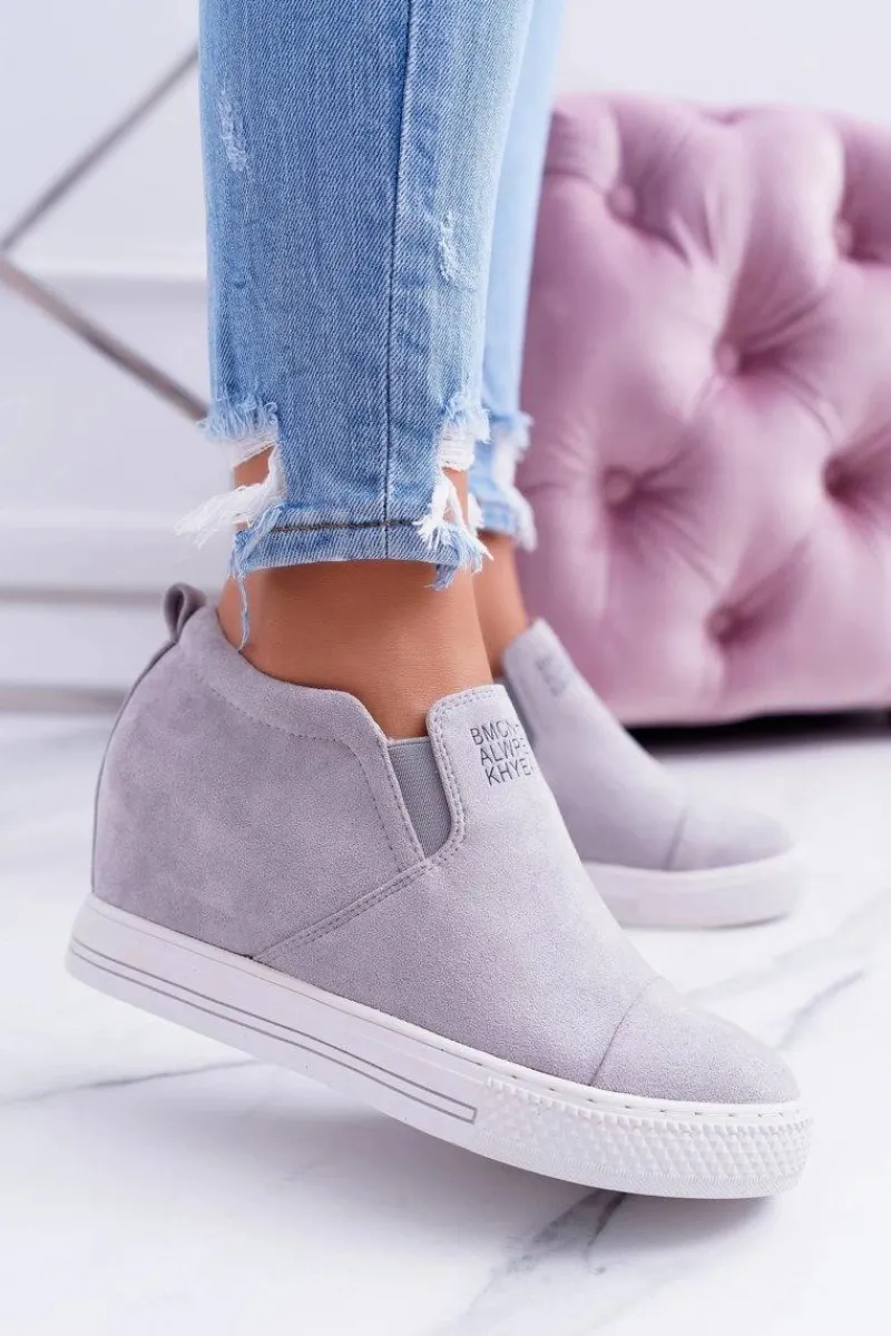 Best Damskie Snekersy Trampki Lu Boo Wsuwane Szare Kaori Damskie Sneakersy Damskie