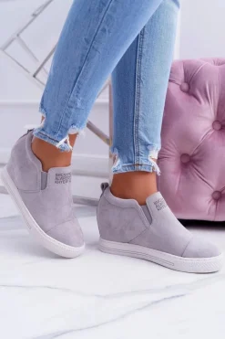 Best Damskie Snekersy Trampki Lu Boo Wsuwane Szare Kaori Damskie Sneakersy Damskie
