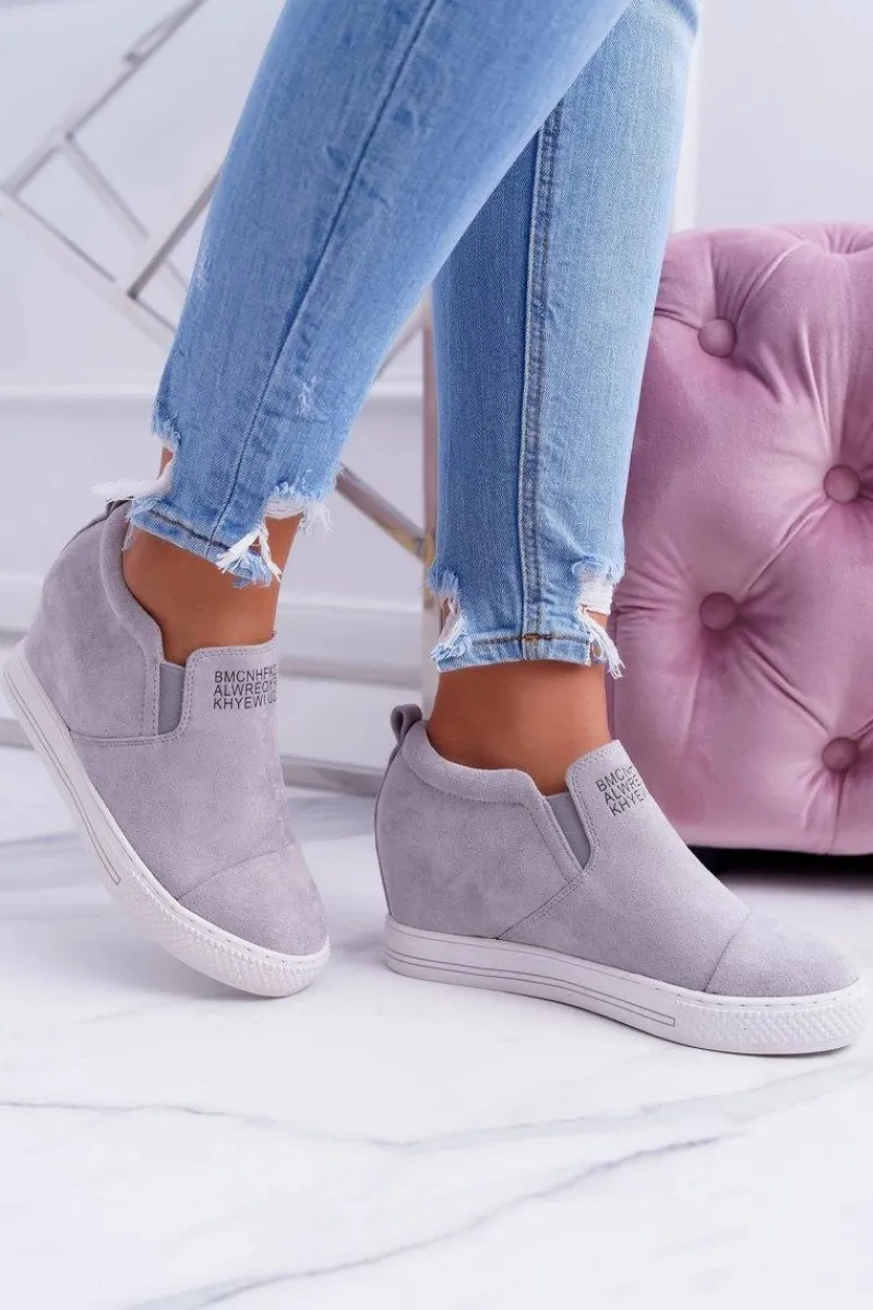 Best Damskie Snekersy Trampki Lu Boo Wsuwane Szare Kaori Damskie Sneakersy Damskie