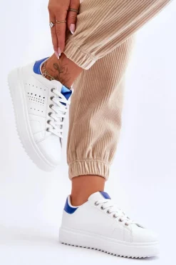 Sneakersy Damskie>Boto Damskie Sportowe Buty Biało-Niebieskie Be First! Biały
