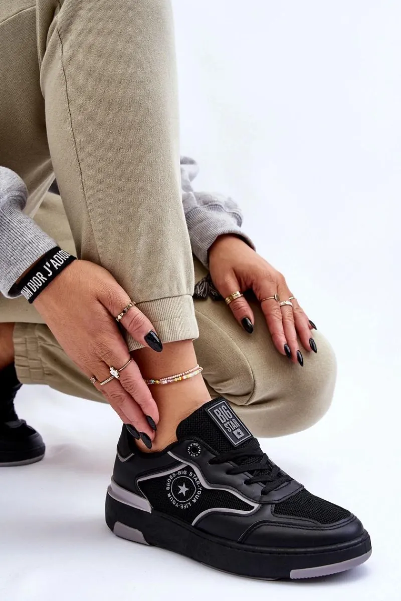 Discount Big Star Shoes Damskie Sportowe Buty Big Star LL274443 Czarno-Szare