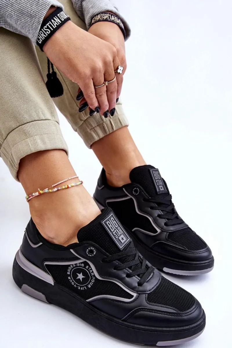 Discount Big Star Shoes Damskie Sportowe Buty Big Star LL274443 Czarno-Szare