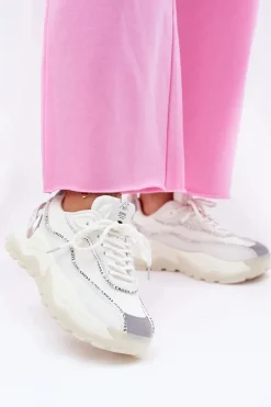 Outlet Cross Jeans Damskie Sportowe Buty II2R4017C Białe Biały