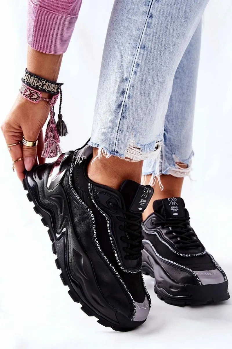Best Cross Jeans Damskie Sportowe Buty II2R4018C Czarne Czarny