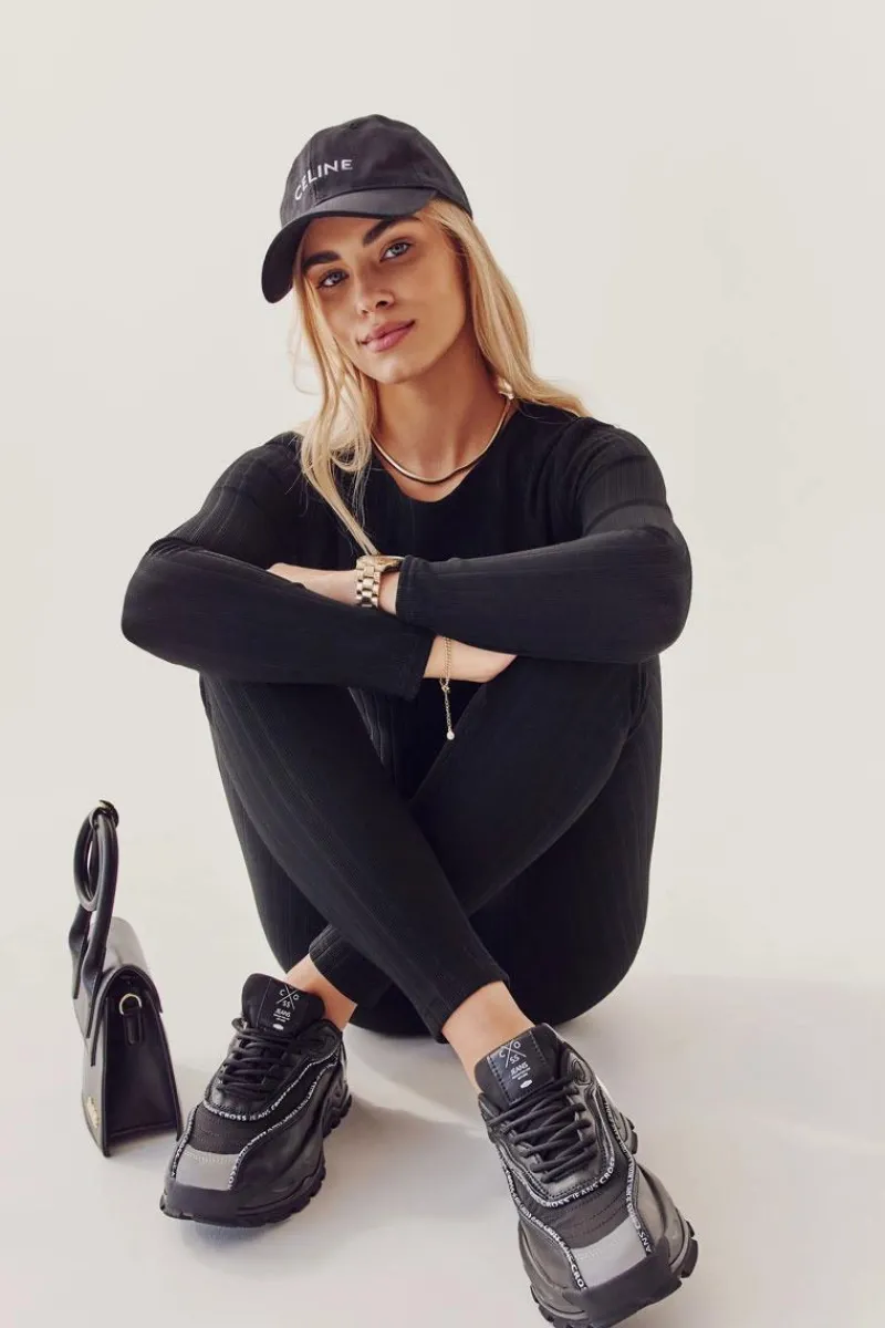 Best Cross Jeans Damskie Sportowe Buty II2R4018C Czarne Czarny