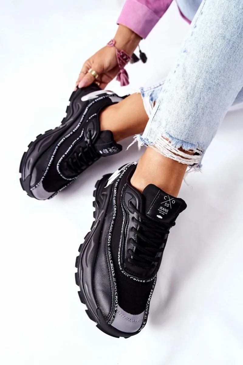 Best Cross Jeans Damskie Sportowe Buty II2R4018C Czarne Czarny