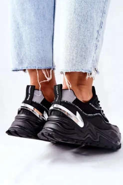 Best Cross Jeans Damskie Sportowe Buty II2R4018C Czarne Czarny