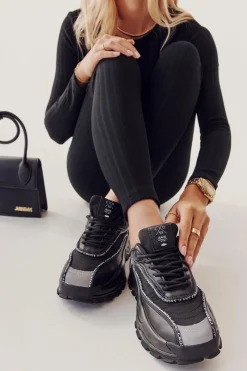 Best Cross Jeans Damskie Sportowe Buty II2R4018C Czarne Czarny