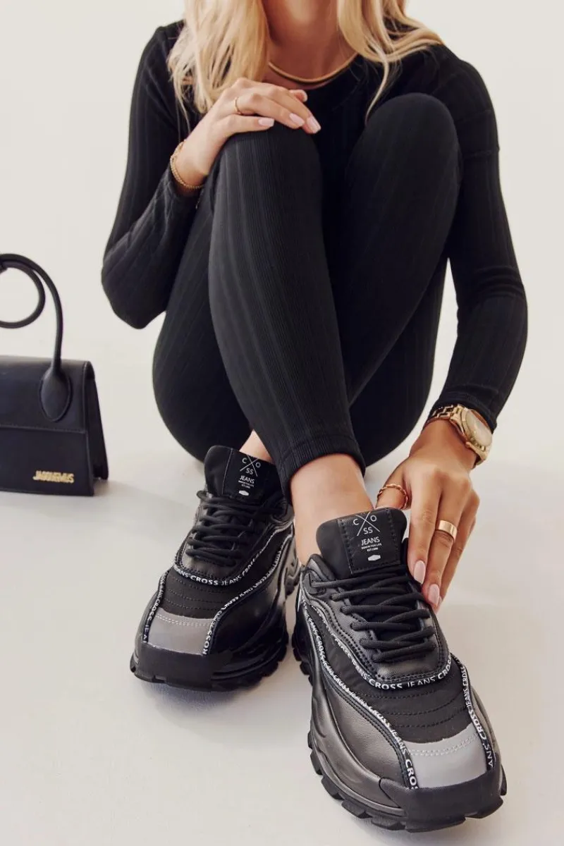 Best Cross Jeans Damskie Sportowe Buty II2R4018C Czarne Czarny