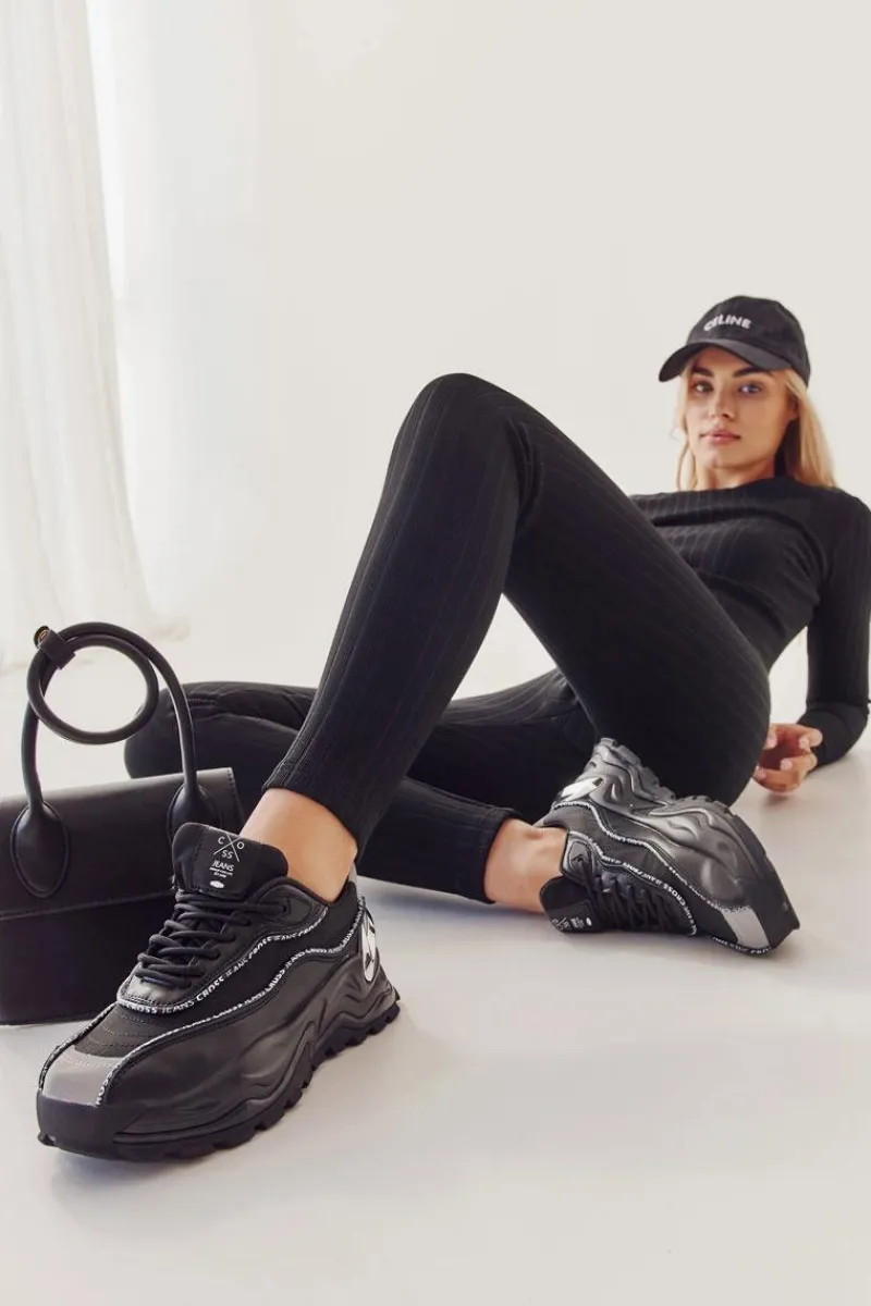 Best Cross Jeans Damskie Sportowe Buty II2R4018C Czarne Czarny