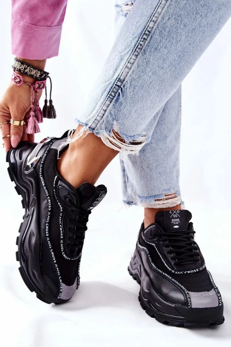 Best Cross Jeans Damskie Sportowe Buty II2R4018C Czarne Czarny