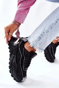 Best Cross Jeans Damskie Sportowe Buty II2R4018C Czarne Czarny