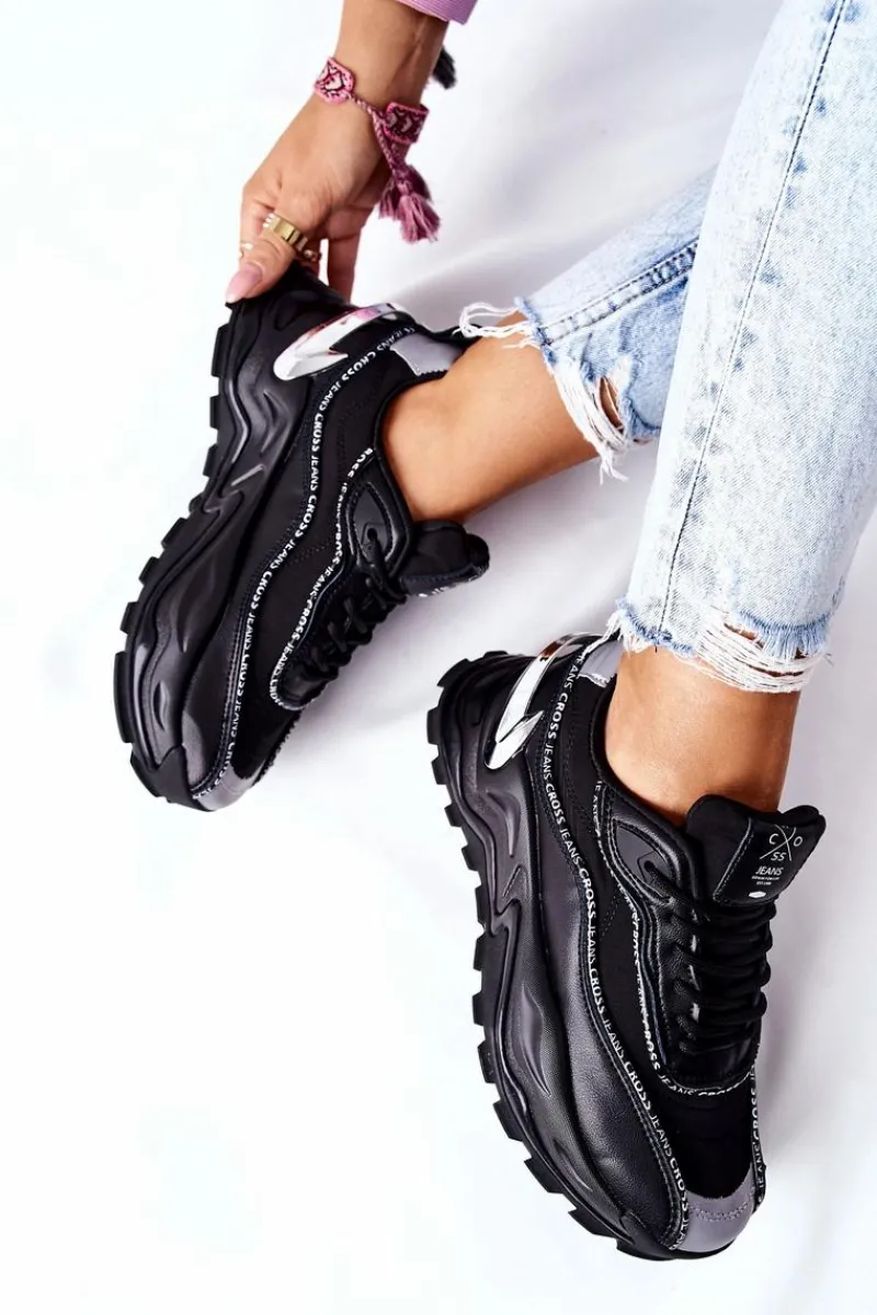 Best Cross Jeans Damskie Sportowe Buty II2R4018C Czarne Czarny