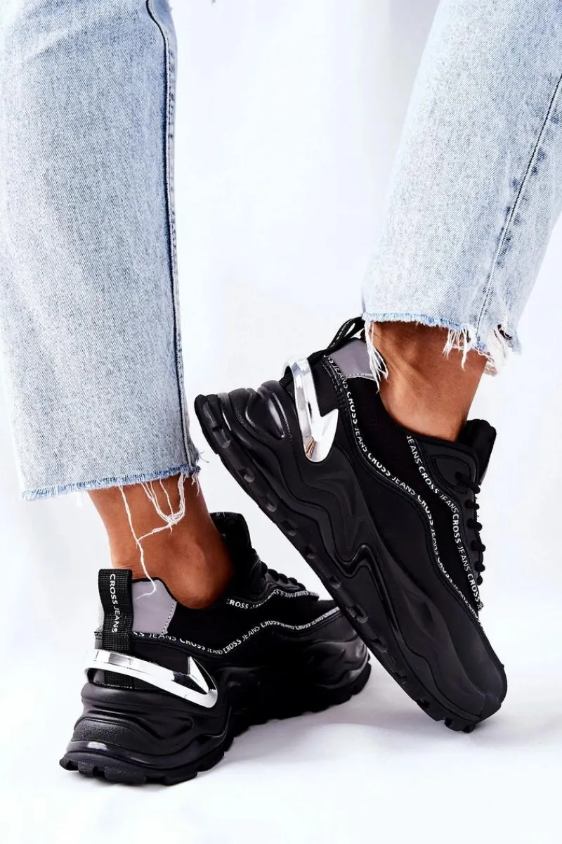 Best Cross Jeans Damskie Sportowe Buty II2R4018C Czarne Czarny