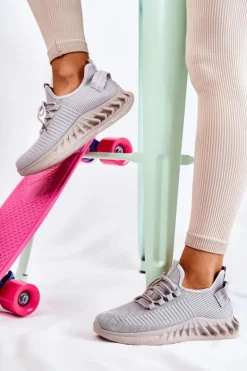 Best Boto Damskie Sportowe Buty Materiałowe Szare Lenney