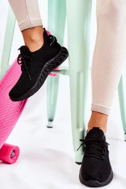 Online Damskie Sportowe Buty Materiałowe Czarne Lenney Damskie Sneakersy Damskie