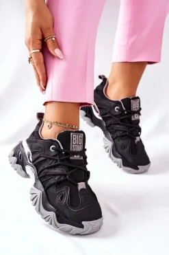 Damskie Sportowe Buty Memory Foam Big Star II274089 Czarne Damskie Buty Sportowe Na Platformie|Buty Sportowe Big Star