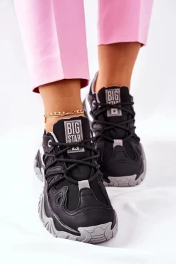 Damskie Sportowe Buty Memory Foam Big Star II274089 Czarne Damskie Buty Sportowe Na Platformie|Buty Sportowe Big Star