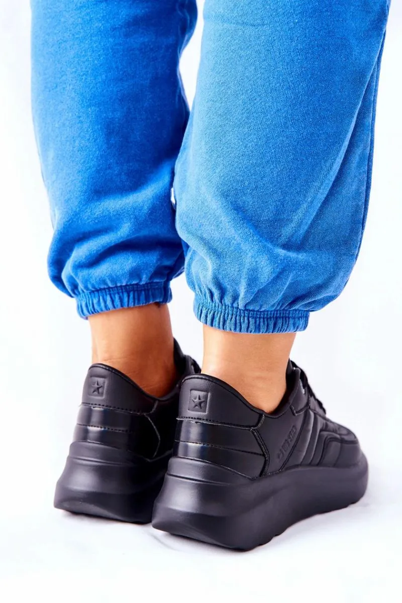 New Big Star Shoes Damskie Sportowe Buty Memory Foam Big Star II274332 Czarne