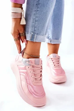 Online Damskie Sportowe Buty Memory Foam Big Star II274333 Różowe Damskie Trampki Damskie Big Star|Buty Sportowe Na Platformie