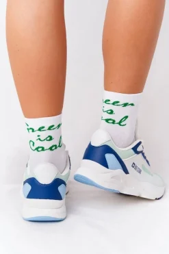 Sale Big Star Shoes Damskie Sportowe Buty Memory Foam Big Star HH274810 Biało-Zielone