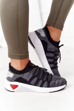 Trampki Damskie Big Star|Buty Sportowe Na Platformie>Big Star Shoes Damskie Sportowe Buty Memory Foam Big Star HH274532 Ciemnoszare