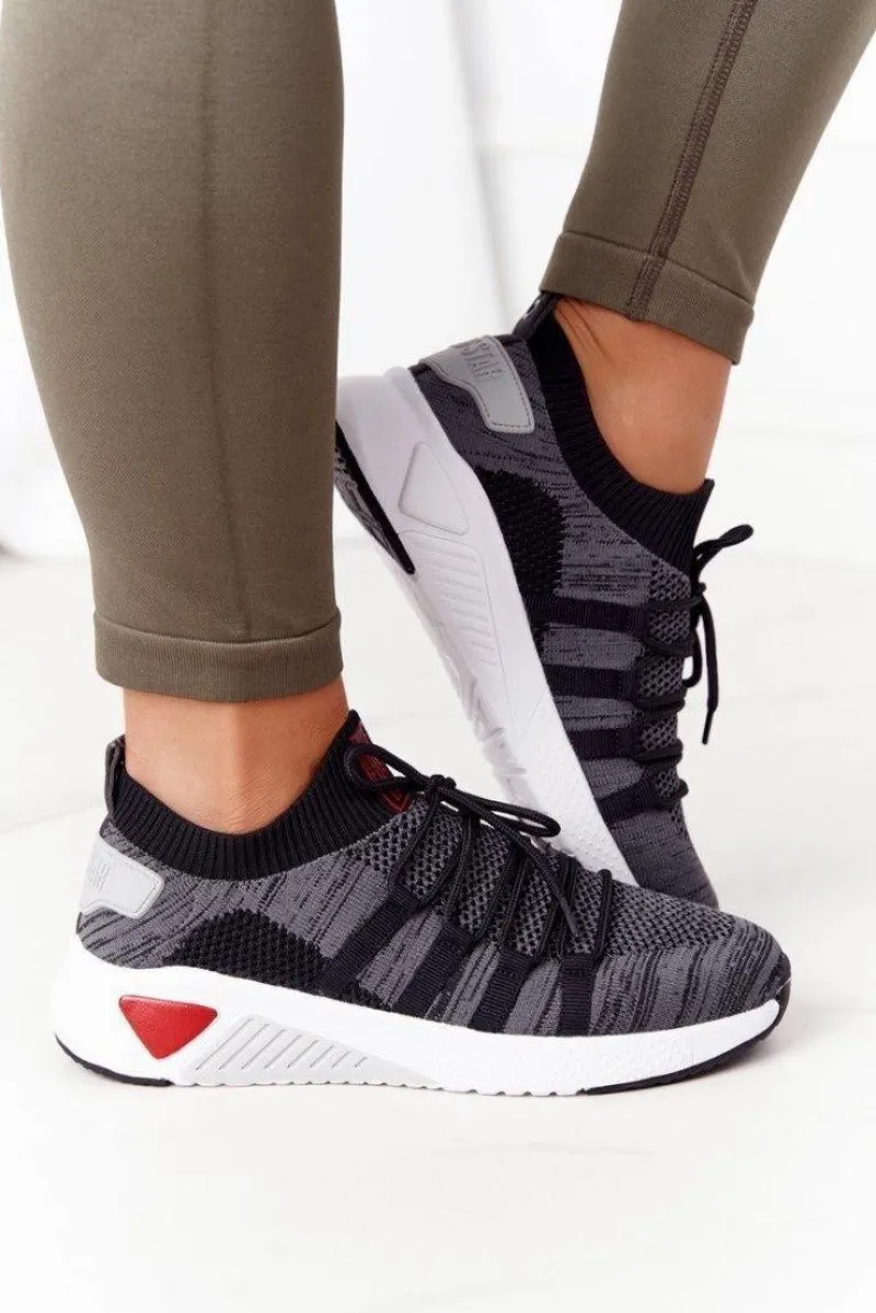 Trampki Damskie Big Star|Buty Sportowe Na Platformie>Big Star Shoes Damskie Sportowe Buty Memory Foam Big Star HH274532 Ciemnoszare