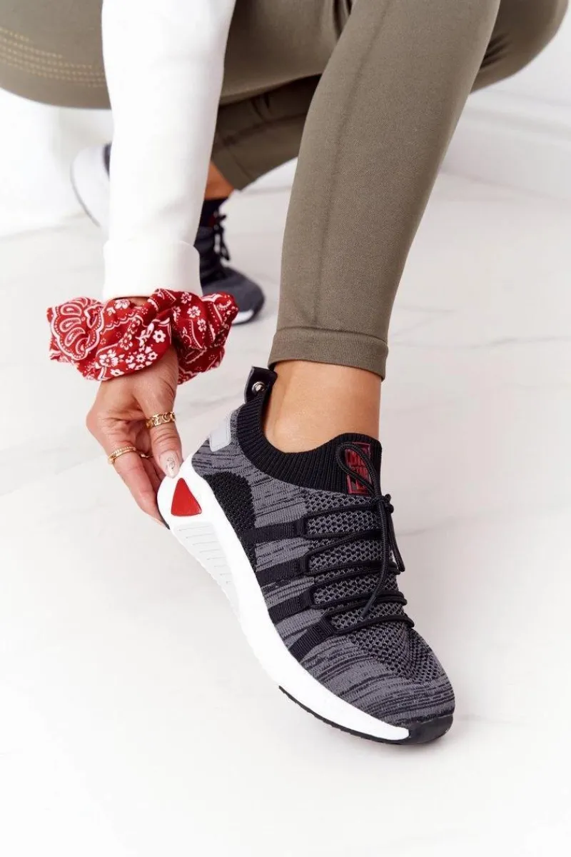 Trampki Damskie Big Star|Buty Sportowe Na Platformie>Big Star Shoes Damskie Sportowe Buty Memory Foam Big Star HH274532 Ciemnoszare