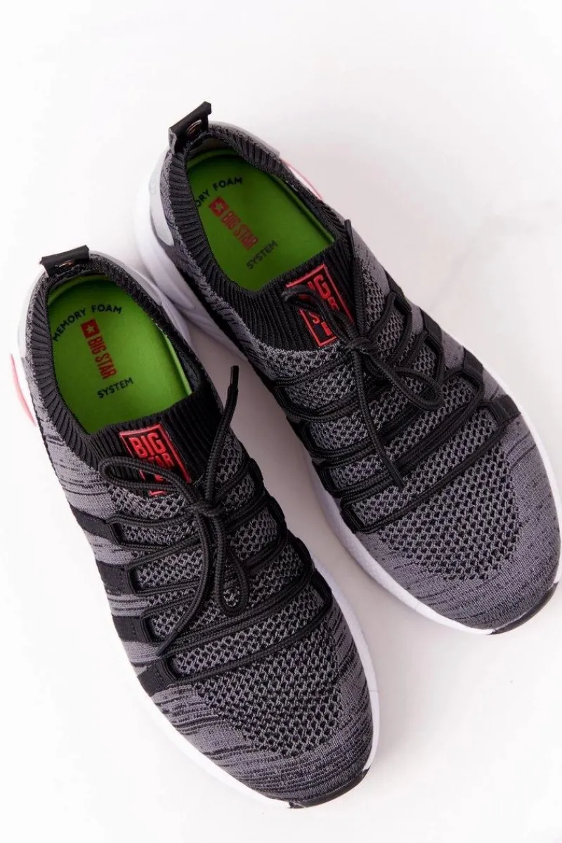 Trampki Damskie Big Star|Buty Sportowe Na Platformie>Big Star Shoes Damskie Sportowe Buty Memory Foam Big Star HH274532 Ciemnoszare