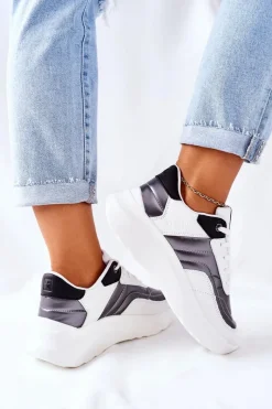 Damskie Sportowe Buty Memory Foam Big Star II274335 Białe Damskie Trampki Damskie Big Star|Buty Sportowe Na Platformie