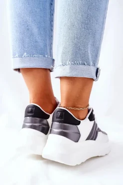 Damskie Sportowe Buty Memory Foam Big Star II274335 Białe Damskie Trampki Damskie Big Star|Buty Sportowe Na Platformie