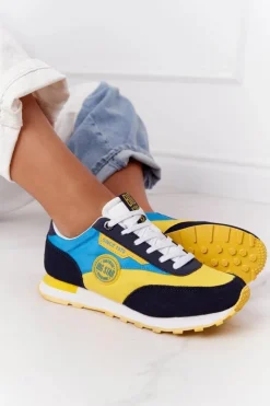 Online Big Star Shoes Damskie Sportowe Buty Memory Foam Big Star HH274525 Żółto-Niebieskie